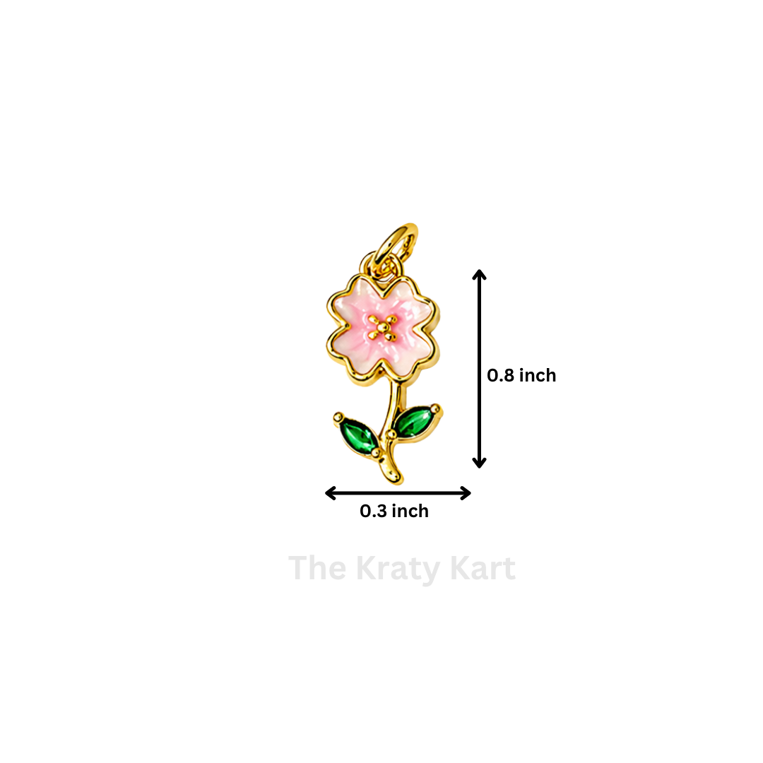 Anti-Tarnish Flower Charm Pendant (B)