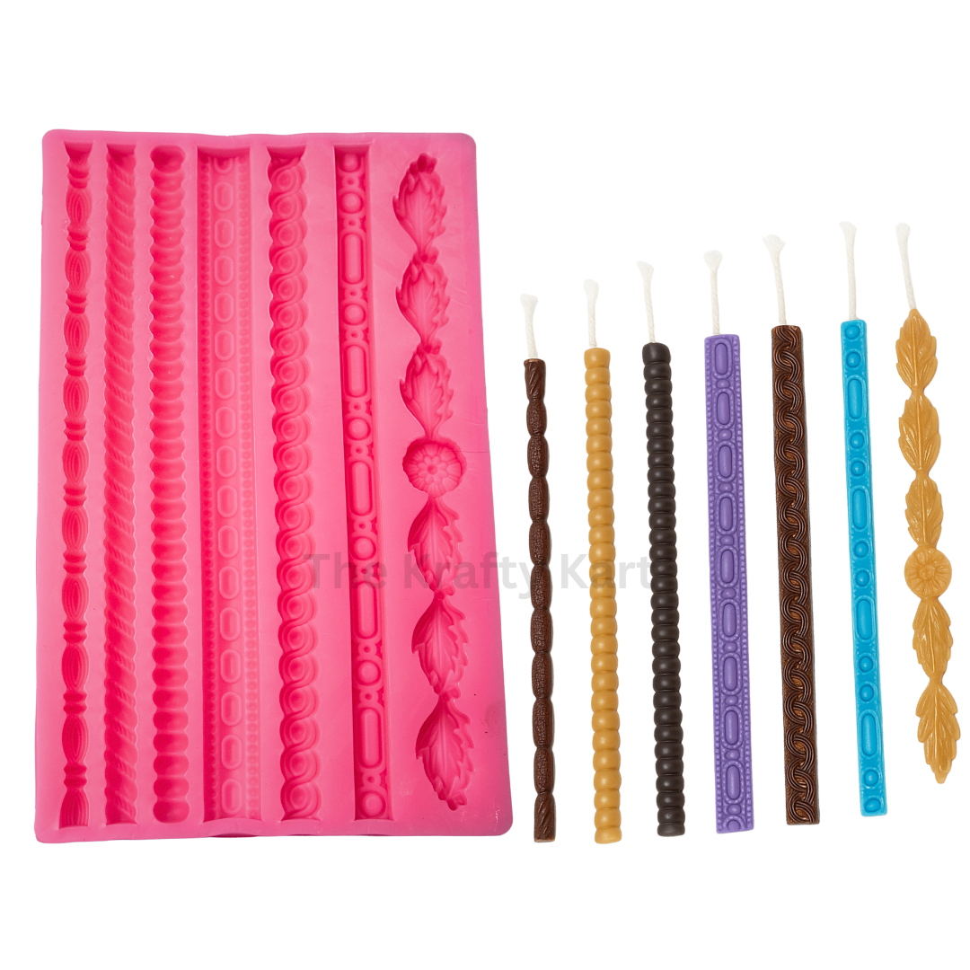Lace Design Pink Candle Mould