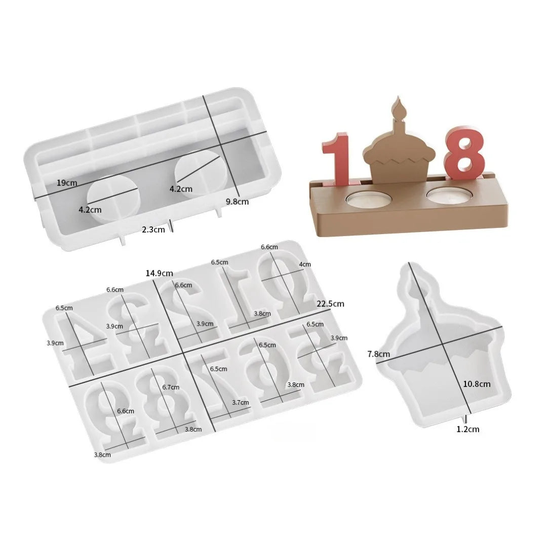 Birthdate T-Light Holder Set of 3 Mould