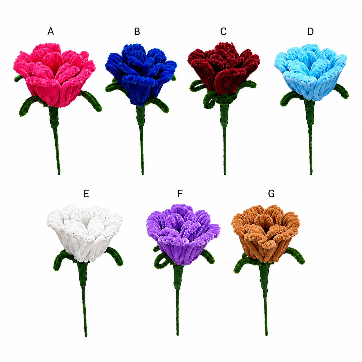 Readymade Pipe Clearner Flower (3 Layer Rose) (2pcs)
