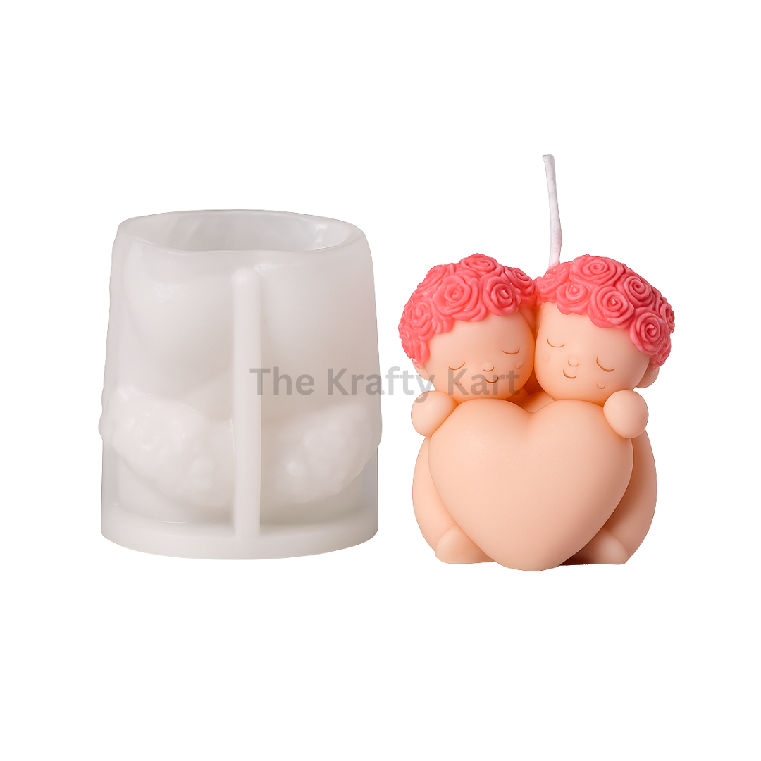 Baby Couple With Heart Candle Mould