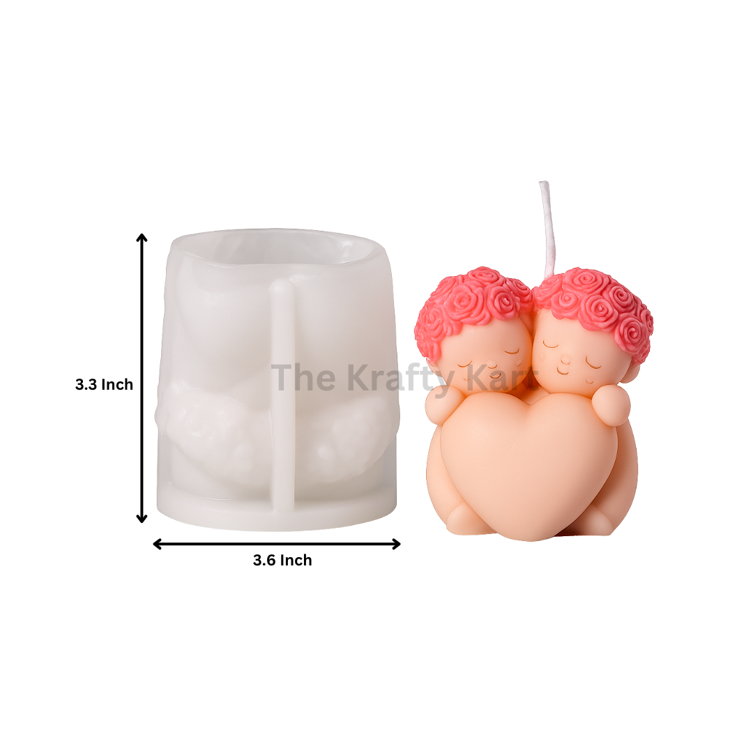Baby Couple With Heart Candle Mould