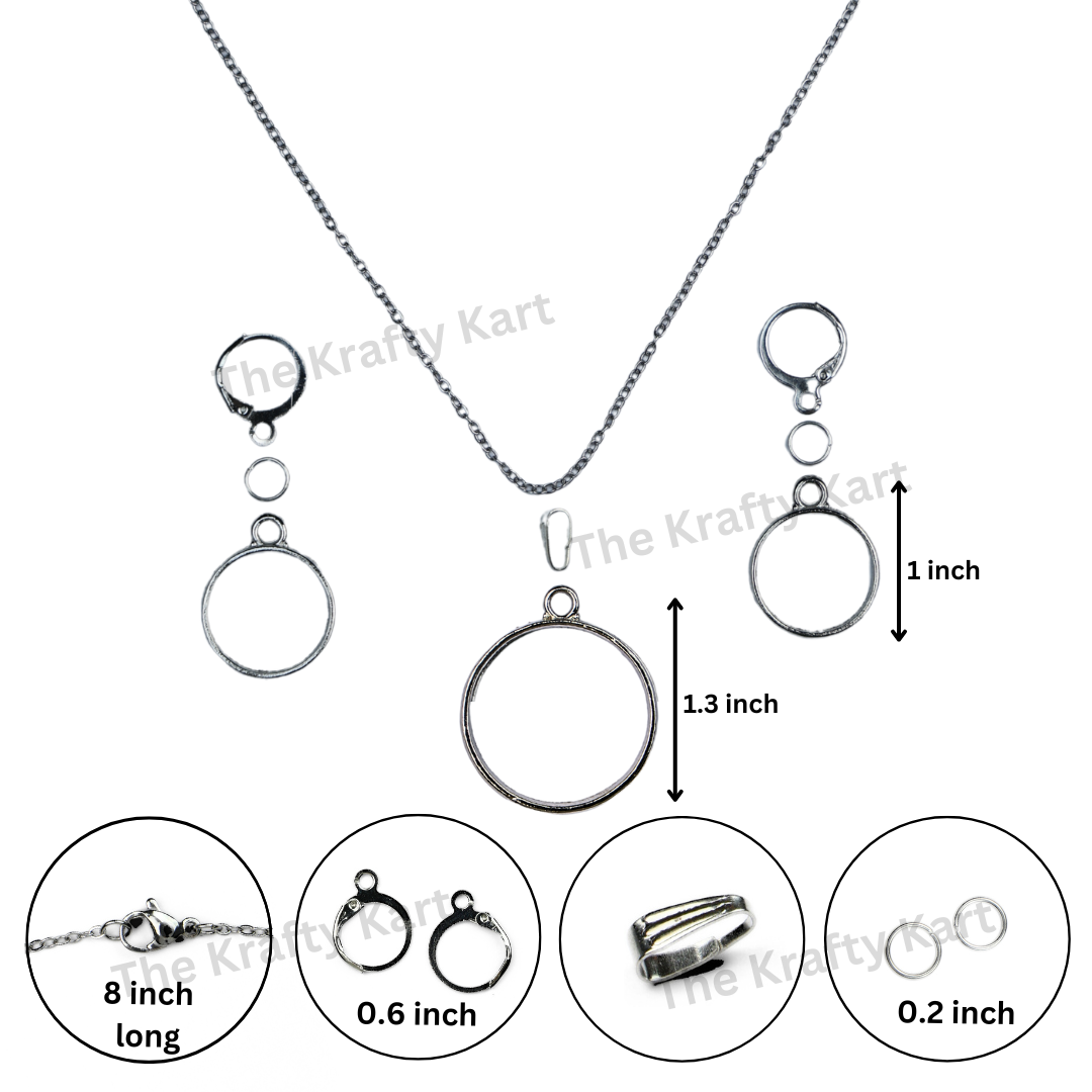 Big Pendant & Earring Set (Silver)