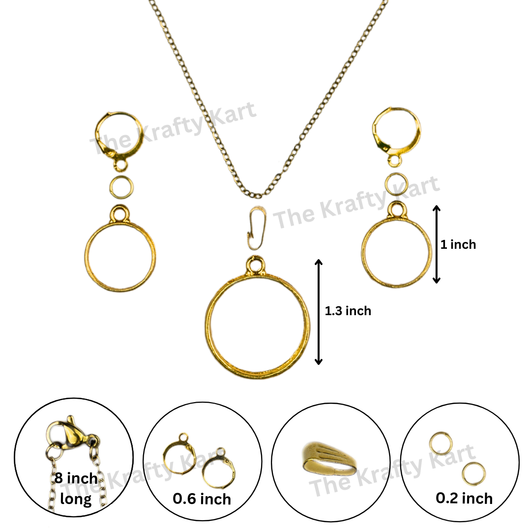 Big Pendant & Earring Set (Golden)