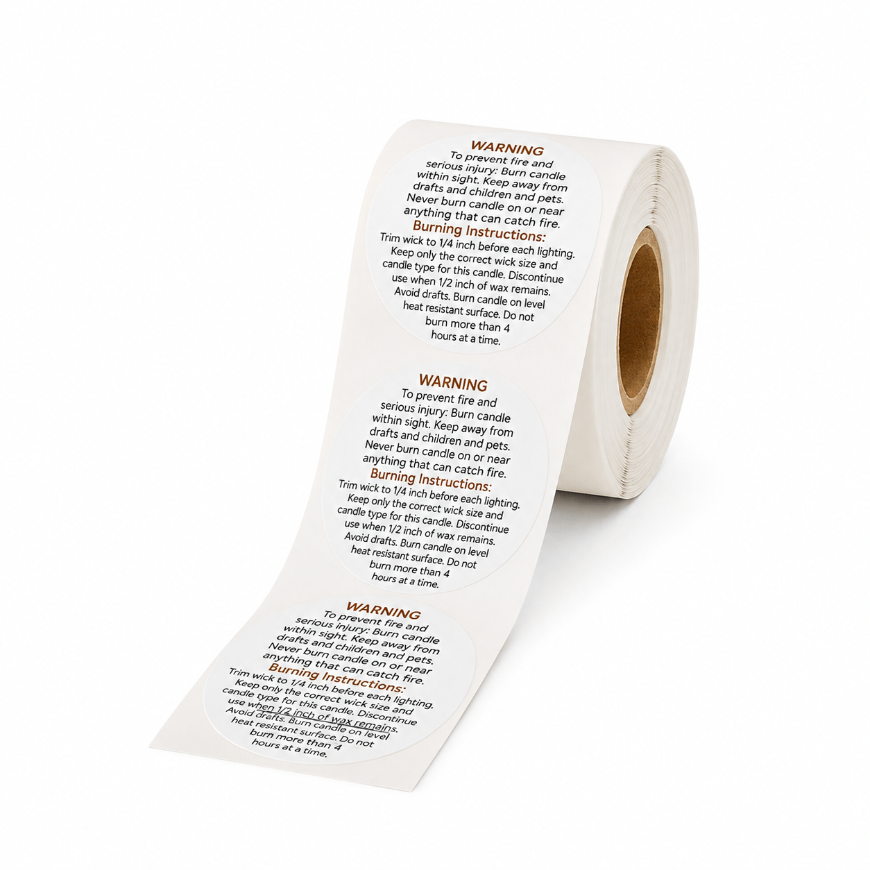 Candle Warning Label Sticker Roll (A)