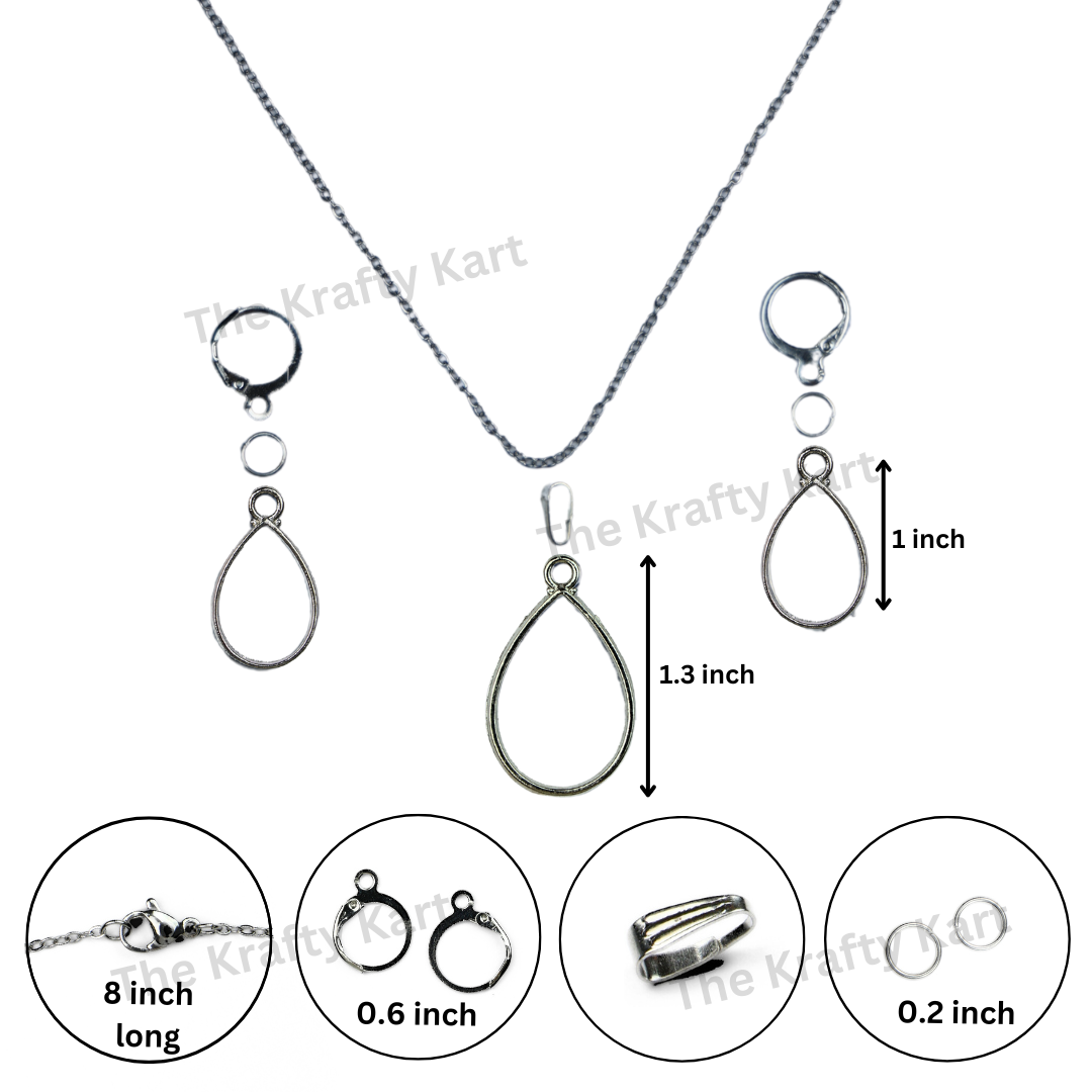 Big Pendant & Earring Set (Silver)