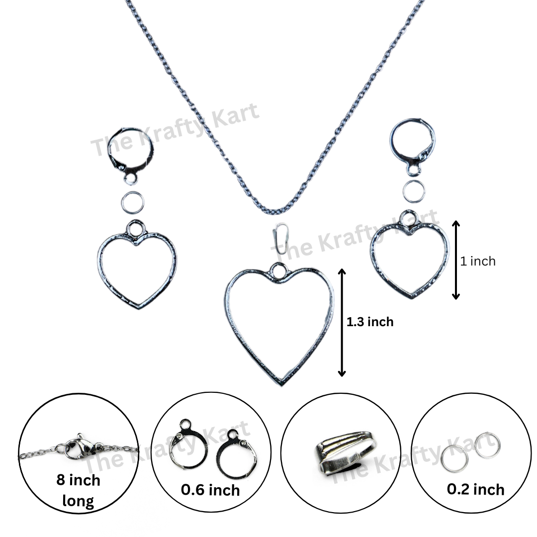 Big Pendant & Earring Set (Silver)