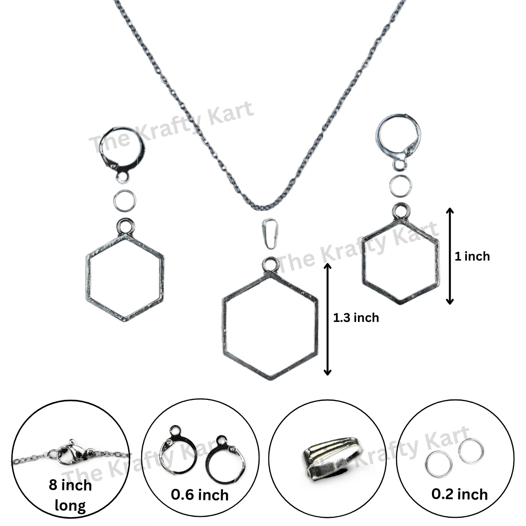 Big Pendant & Earring Set (Silver)