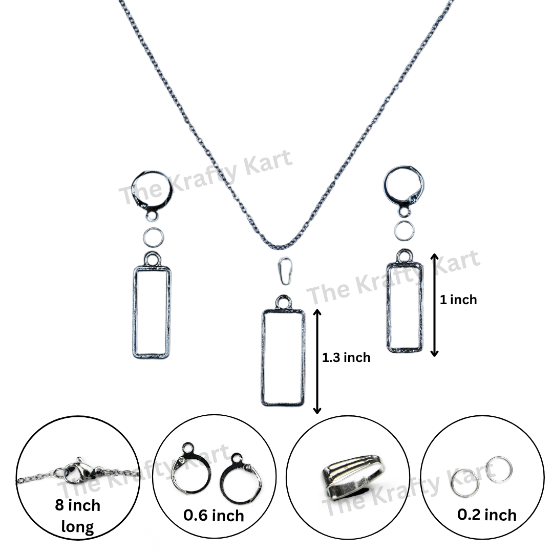 Big Pendant & Earring Set (Silver)