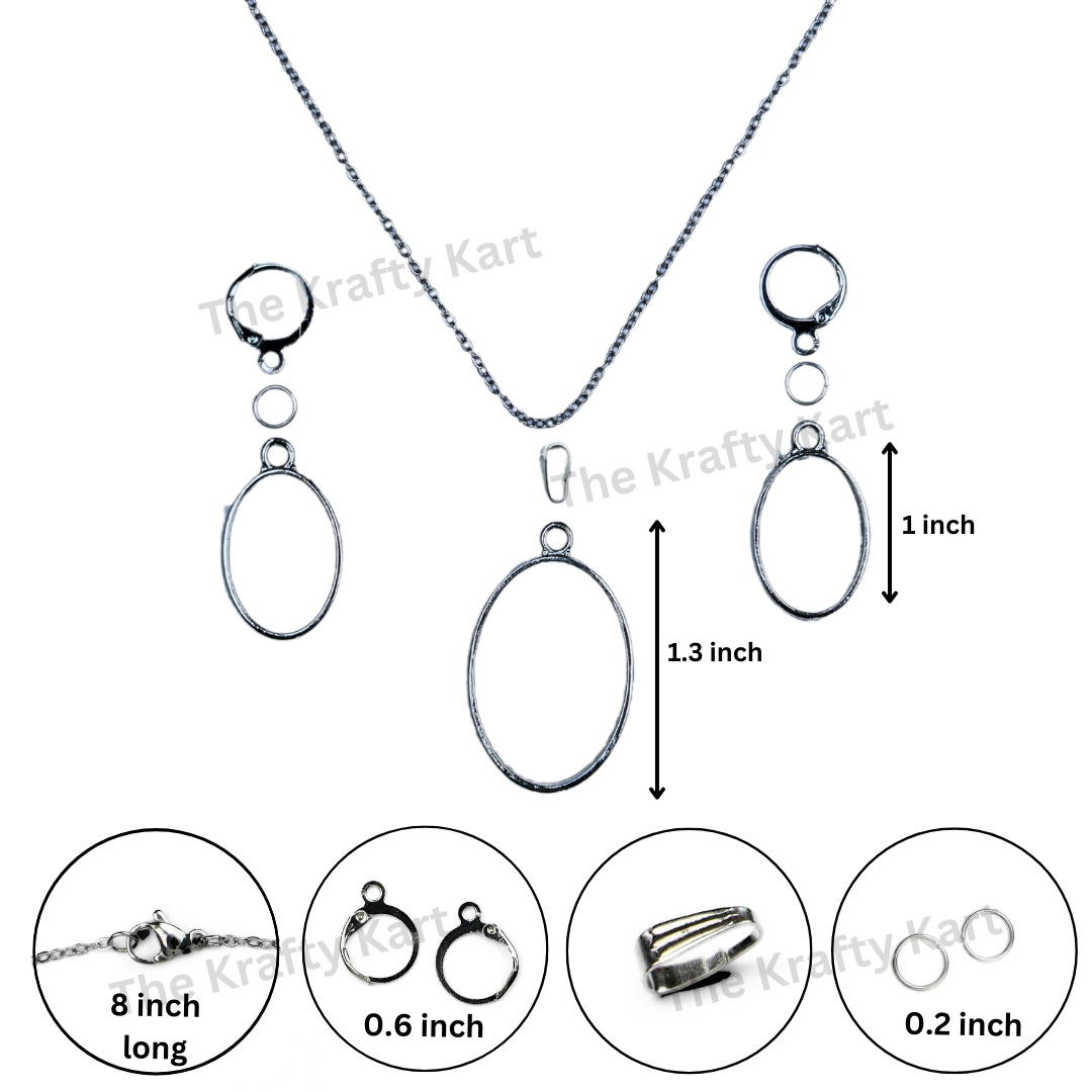 Big Pendant & Earring Set (Silver)