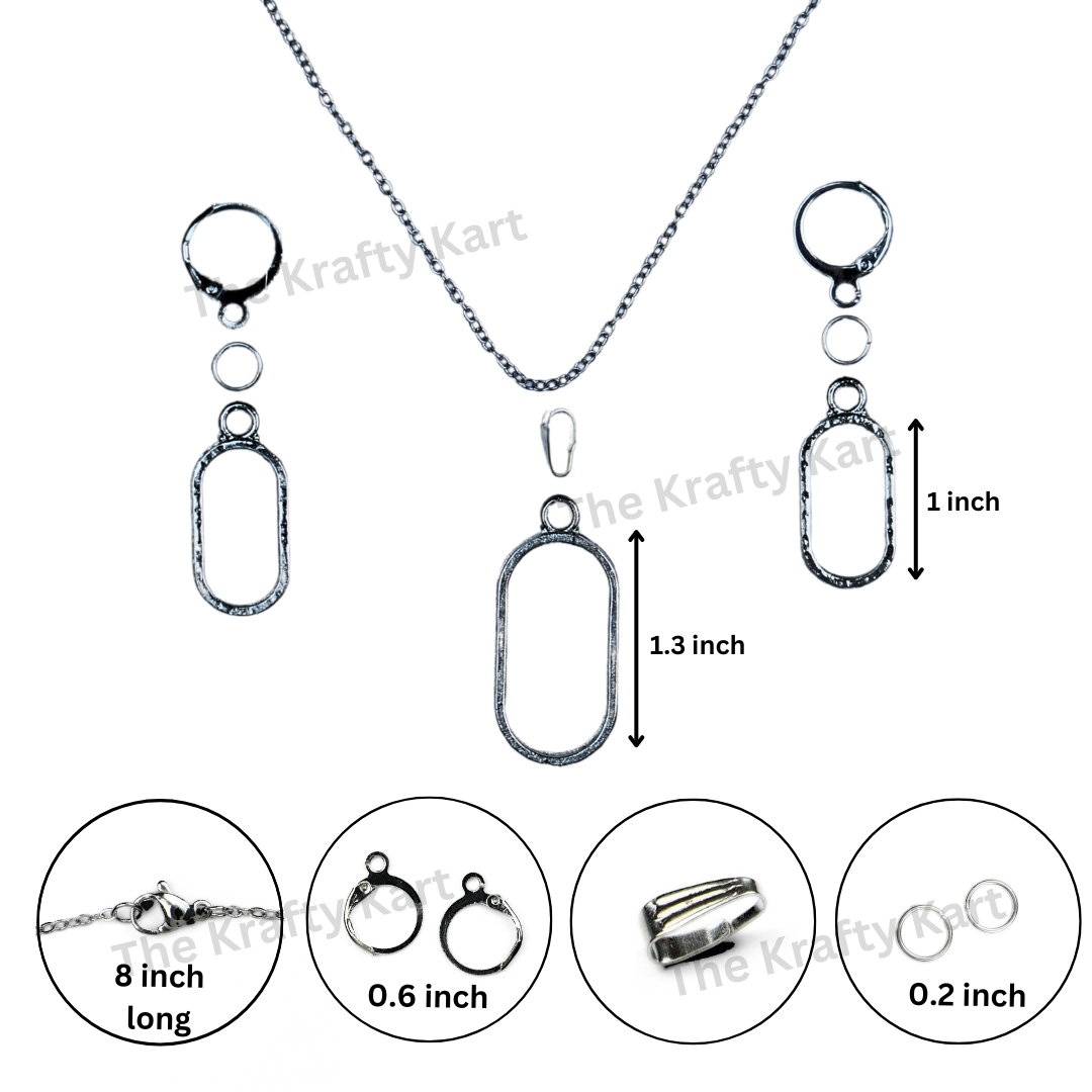 Big Pendant & Earring Set (Silver)