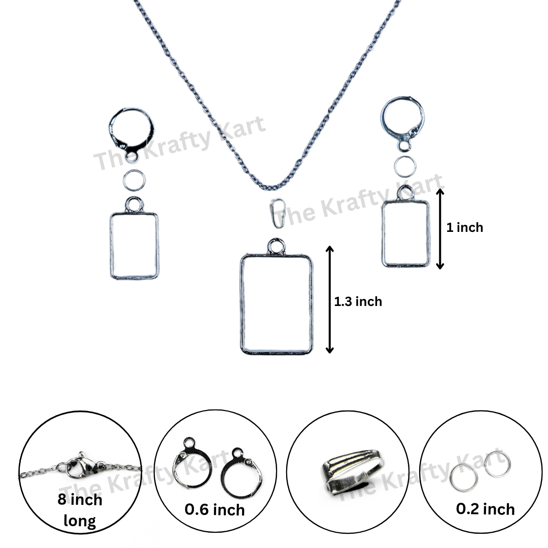 Big Pendant & Earring Set (Silver)