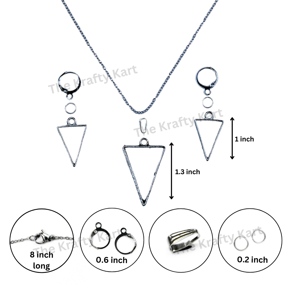 Big Pendant & Earring Set (Silver)