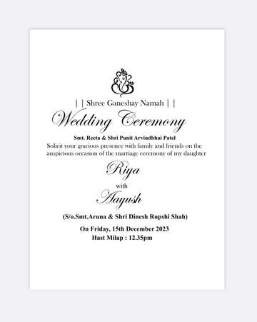 CUSTOM METAL / INSERT STICKER - WEDDING CARD (HINDU)