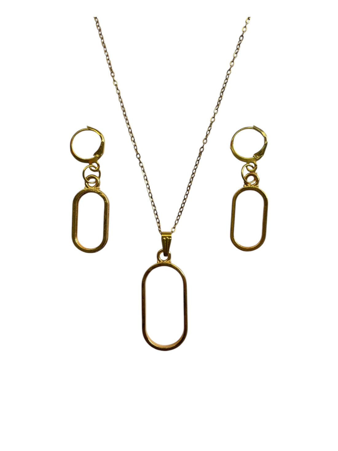 BIG PENDANT & EARRING SET (GOLDEN)