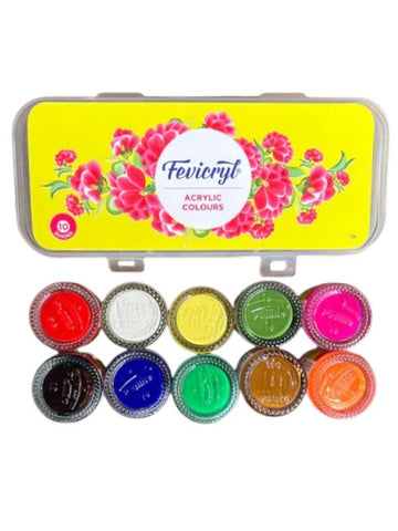 FEVICRYL ACRYLIC COLOURS KIT (SET OF 10 COLOURS)