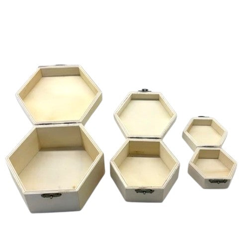 WOODEN BOX HEXAGON SHAPE