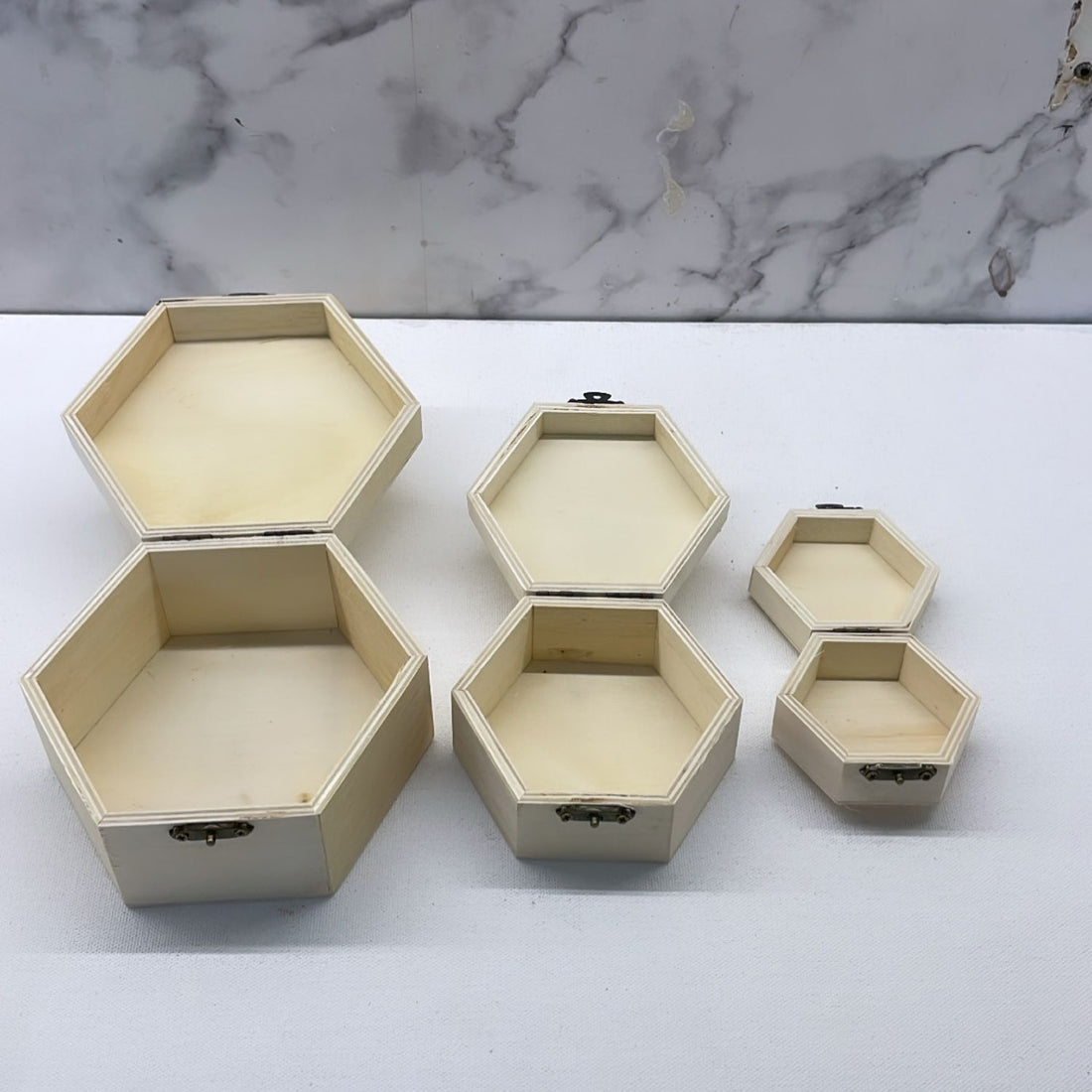 WOODEN BOX HEXAGON SHAPE